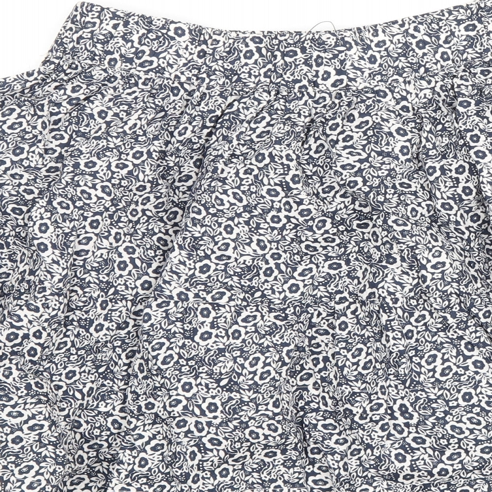 Marks and Spencer Womens Blue Floral Cotton Skater Skirt Size 6