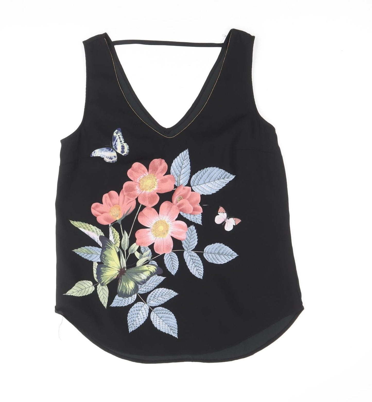 Womens UK Size 10 Oasis Black Basic Tank