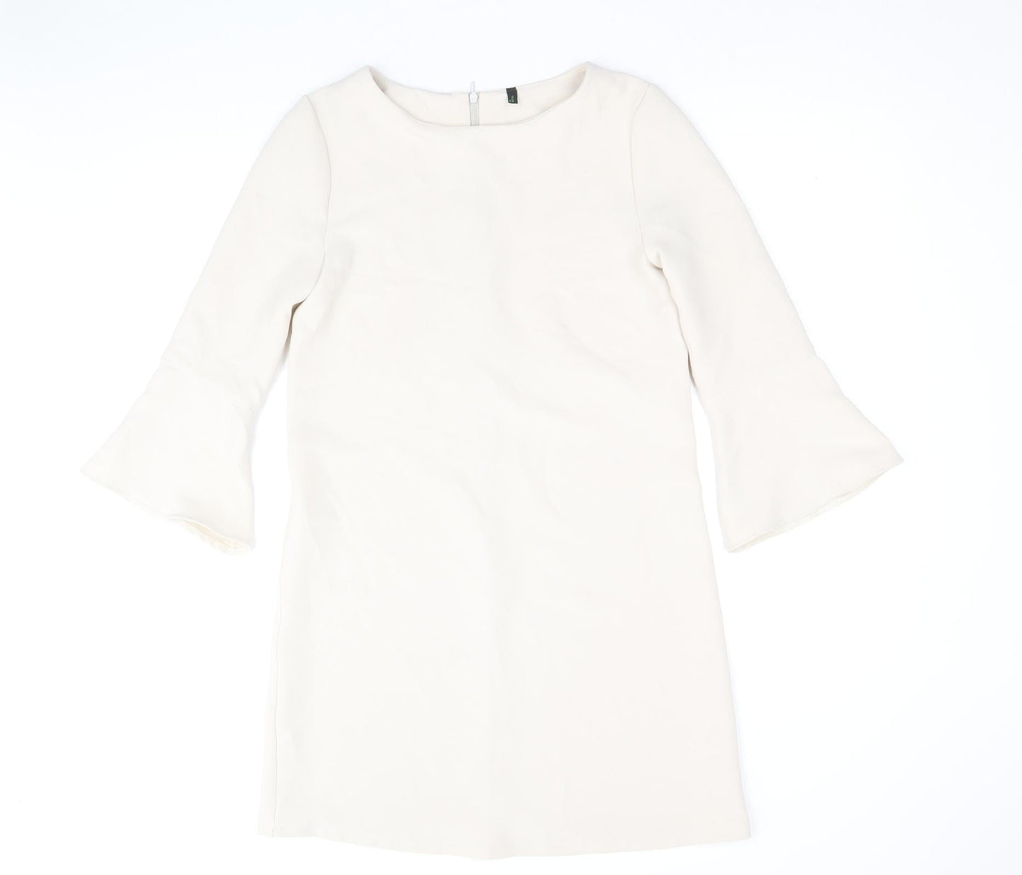 Stile Benetton Womens Beige Polyester A-Line Size XS Round Neck Zip