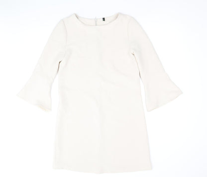Stile Benetton Womens Beige Polyester A-Line Size XS Round Neck Zip