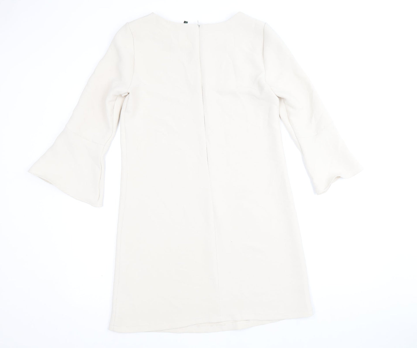 Stile Benetton Womens Beige Polyester A-Line Size XS Round Neck Zip
