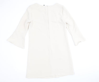 Stile Benetton Womens Beige Polyester A-Line Size XS Round Neck Zip
