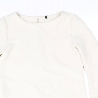 Stile Benetton Womens Beige Polyester A-Line Size XS Round Neck Zip