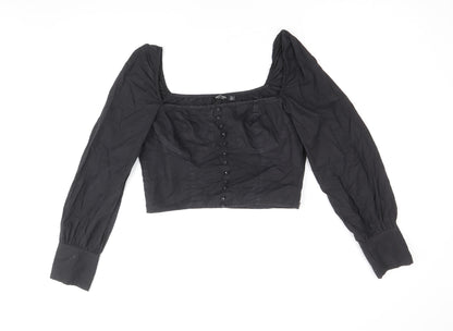 Womens UK Size 10 Nasty Gal Black Cropped Blouse