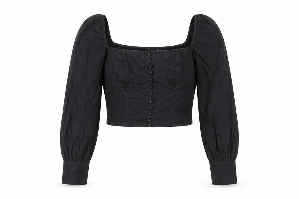 Womens UK Size 10 Nasty Gal Black Cropped Blouse