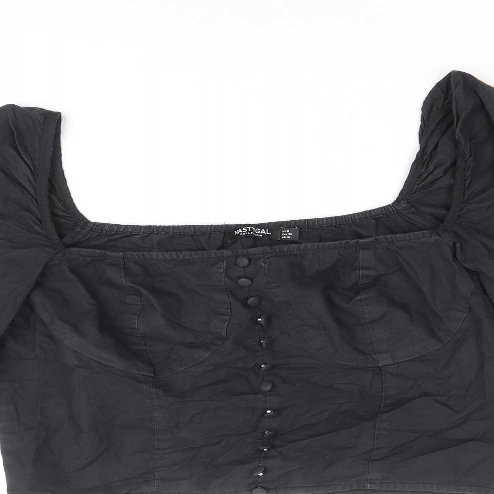 Womens UK Size 10 Nasty Gal Black Cropped Blouse