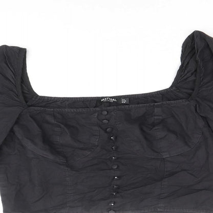 Womens UK Size 10 Nasty Gal Black Cropped Blouse