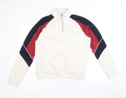 George Mens Beige Cotton Pullover Sweatshirt Size S - Colourblock