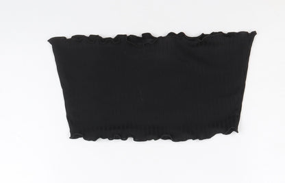 Womens UK Size 8 PRETTYLITTLETHING Black Cropped Blouse