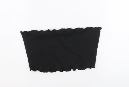 Womens UK Size 8 PRETTYLITTLETHING Black Cropped Blouse
