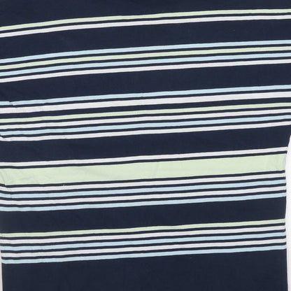 EWM Womens Multicoloured Striped Cotton Basic T-Shirt Size L Round Neck - Size - 18/20