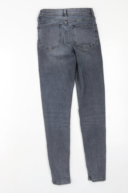 Topshop Womens Grey Cotton Skinny Jeans Size 25 in L32 in Regular Zip