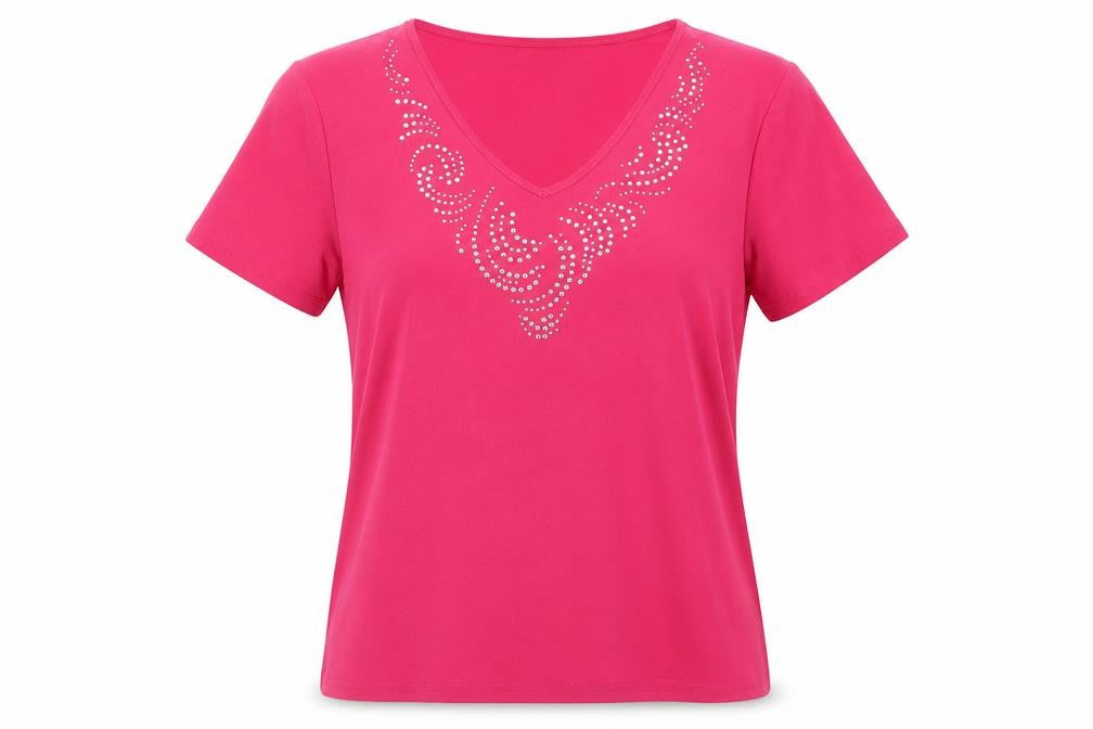 Womens UK Size L Anna Rose Pink Basic T-Shirt