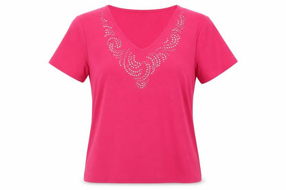 Womens UK Size L Anna Rose Pink Basic T-Shirt