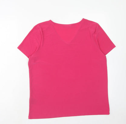 Womens UK Size L Anna Rose Pink Basic T-Shirt
