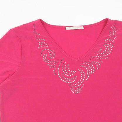 Womens UK Size L Anna Rose Pink Basic T-Shirt