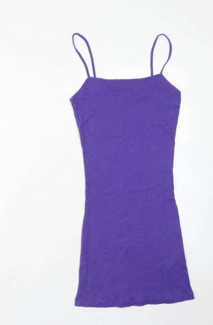Brave Soul Womens Purple Cotton Tank Dress Size XS Square Neck Pullover