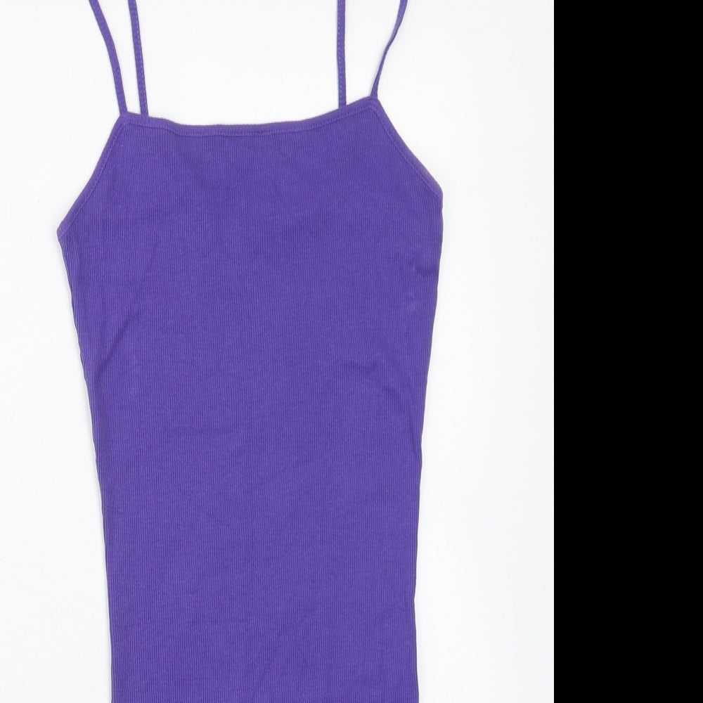 Brave Soul Womens Purple Cotton Tank Dress Size XS Square Neck Pullover