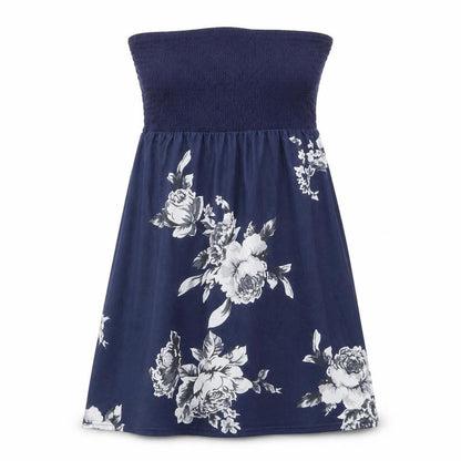 SheIn Womens Blue Floral Polyester A-Line Size M Off the Shoulder Pullover