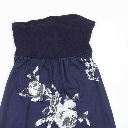 SheIn Womens Blue Floral Polyester A-Line Size M Off the Shoulder Pullover