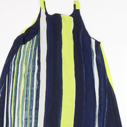 Preworn Womens Blue Striped Polyester Trapeze & Swing Size 12 Round Neck Pullover