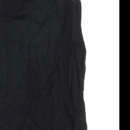 New Look Womens Black Viscose Tank Dress Size 10 V-Neck Pullover