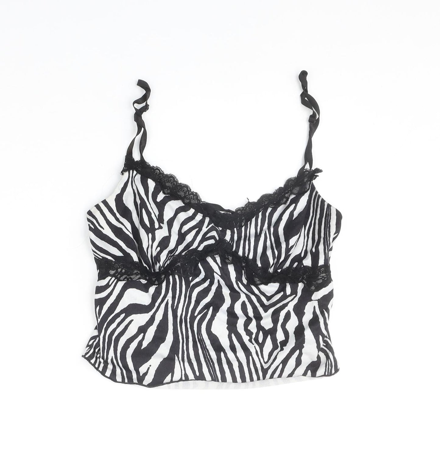 SheIn Womens Black Animal Print Polyester Basic Tank Size M V-Neck - Tiger Pattern