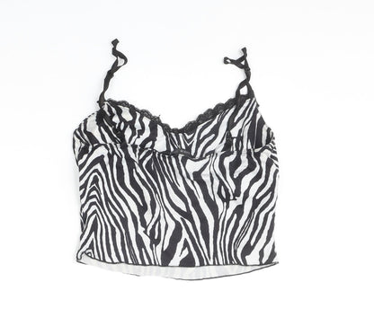 SheIn Womens Black Animal Print Polyester Basic Tank Size M V-Neck - Tiger Pattern