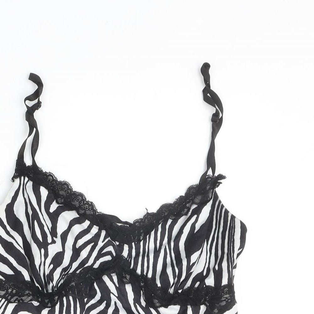 SheIn Womens Black Animal Print Polyester Basic Tank Size M V-Neck - Tiger Pattern