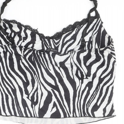 SheIn Womens Black Animal Print Polyester Basic Tank Size M V-Neck - Tiger Pattern