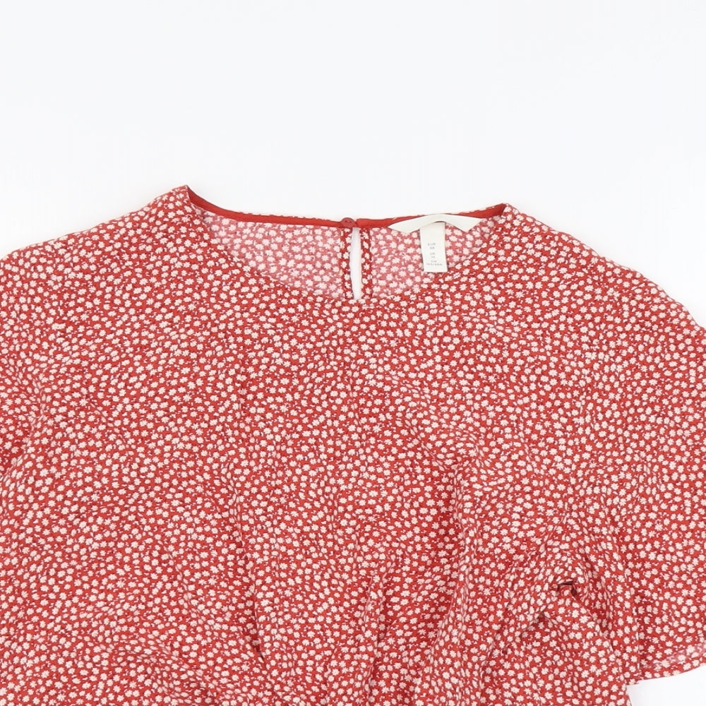 Womens UK Size 10 H&M Orange Basic Blouse