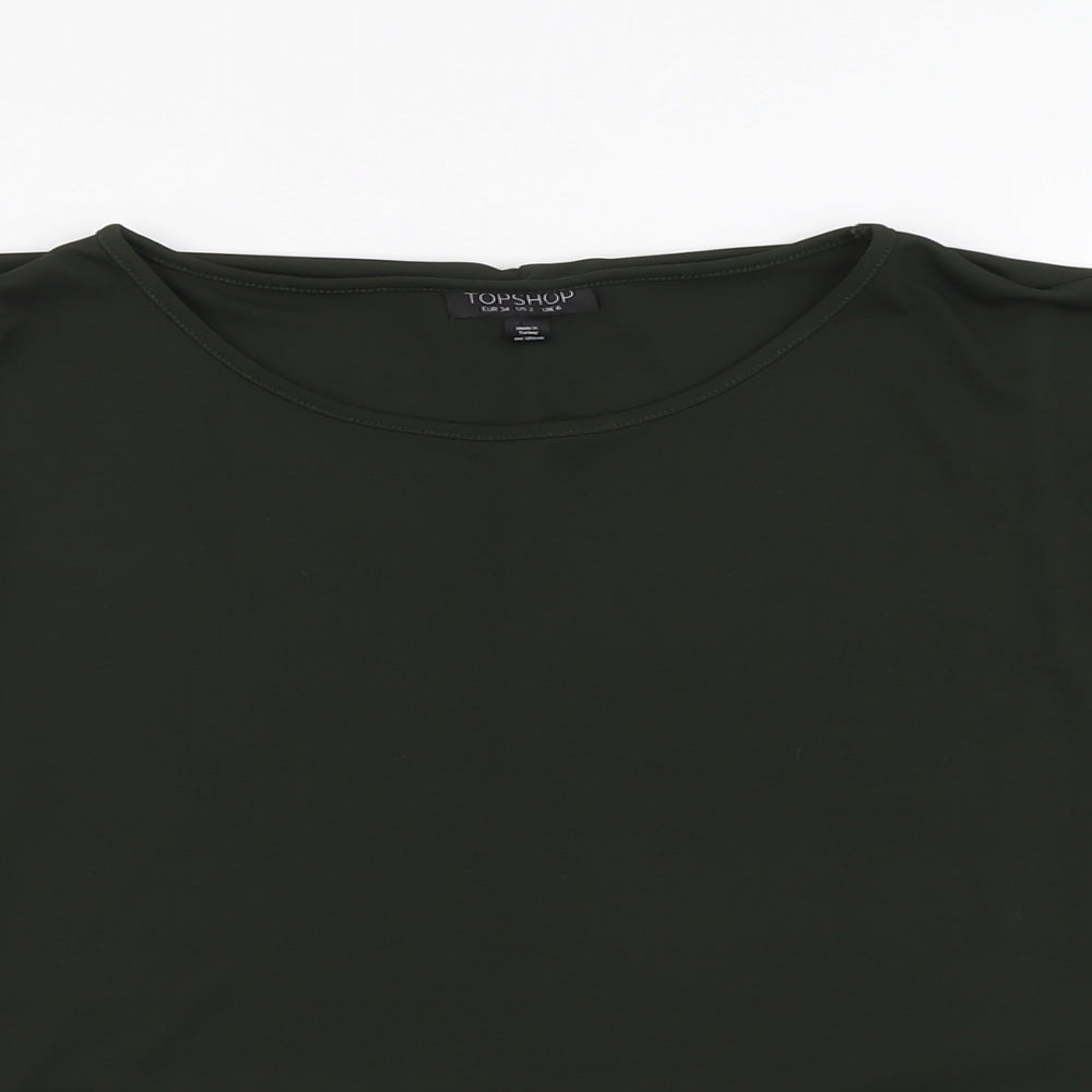 Womens UK Size 6 Topshop Green Basic Blouse
