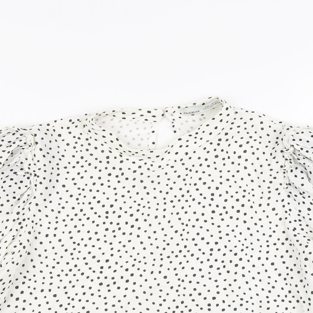 Womens UK Size M Pull&Bear White Basic Blouse