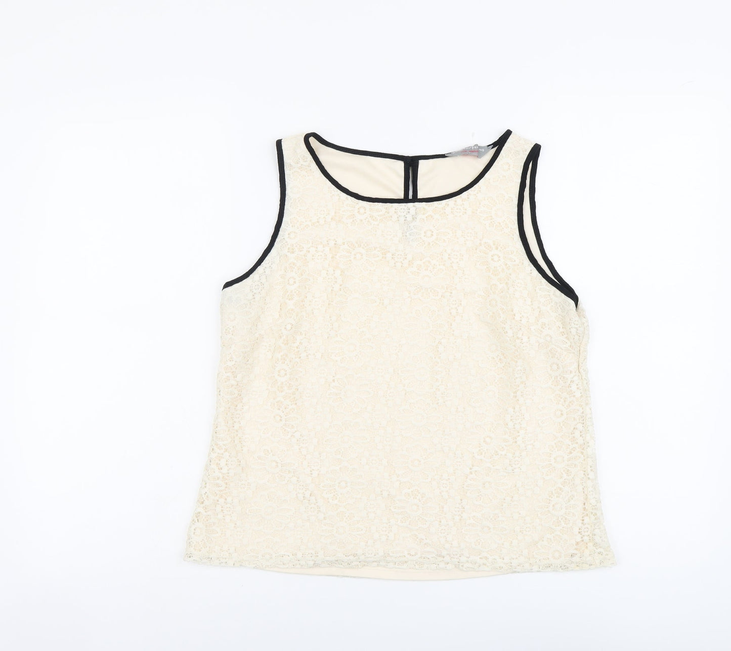 Dorothy Perkins Womens Beige Floral Polyester Cropped Tank Size 14 Boat Neck