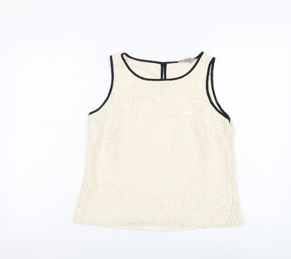 Dorothy Perkins Womens Beige Floral Polyester Cropped Tank Size 14 Boat Neck