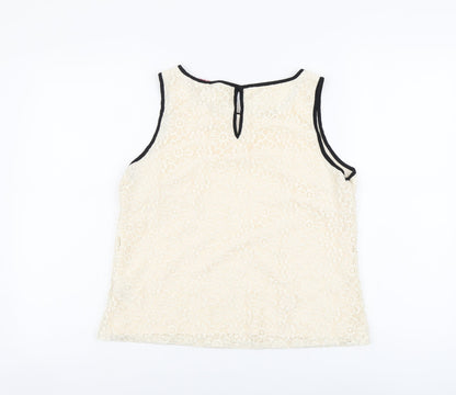 Dorothy Perkins Womens Beige Floral Polyester Cropped Tank Size 14 Boat Neck
