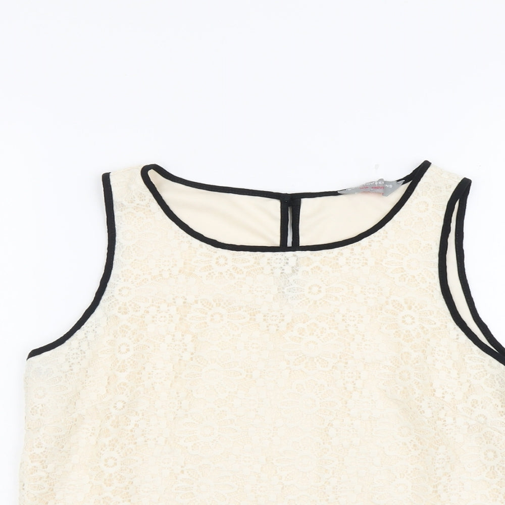 Dorothy Perkins Womens Beige Floral Polyester Cropped Tank Size 14 Boat Neck
