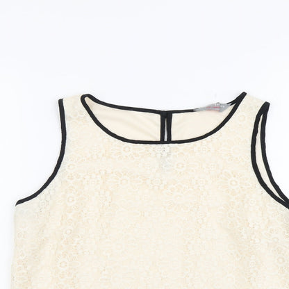 Dorothy Perkins Womens Beige Floral Polyester Cropped Tank Size 14 Boat Neck
