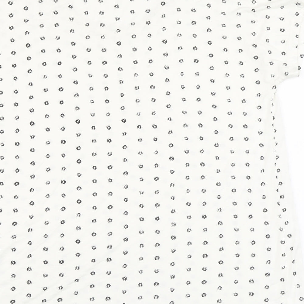 LAND'S END Womens Ivory Floral Viscose Basic T-Shirt Size S Round Neck