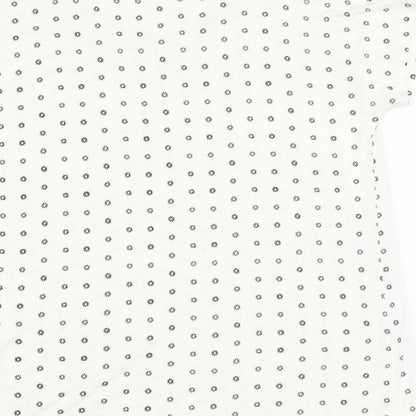 LAND'S END Womens Ivory Floral Viscose Basic T-Shirt Size S Round Neck