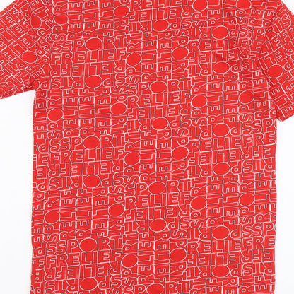 Sport Relief Mens Red Geometric Cotton T-Shirt Size XS Round Neck