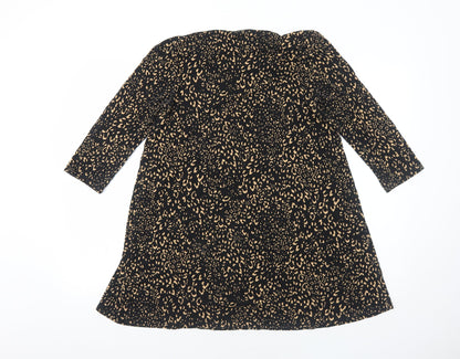 TU Womens Black Geometric Viscose A-Line Size 14 Round Neck Pullover