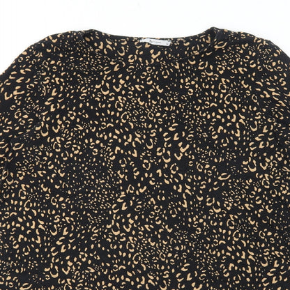 TU Womens Black Geometric Viscose A-Line Size 14 Round Neck Pullover