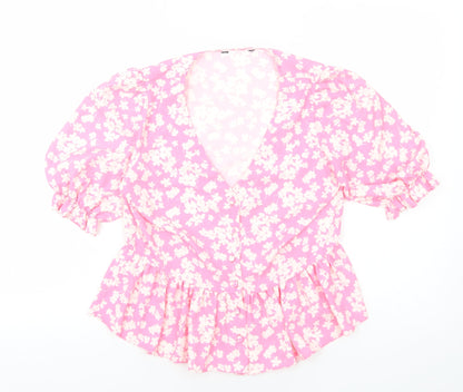 Womens UK Size M Preworn Pink Basic Button-Up