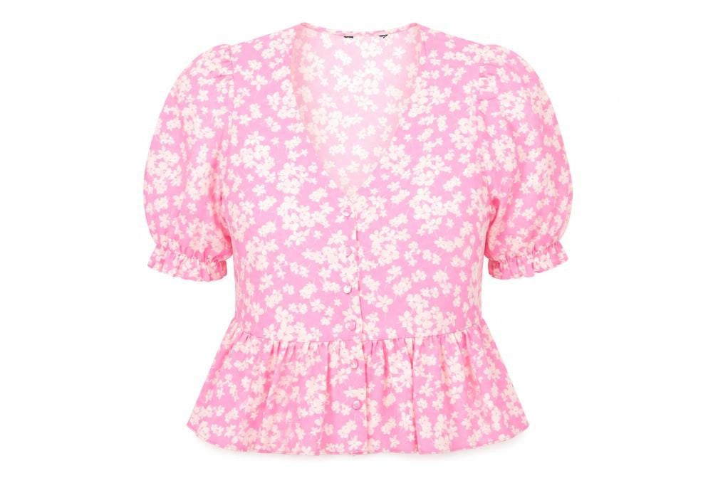 Womens UK Size M Preworn Pink Basic Button-Up