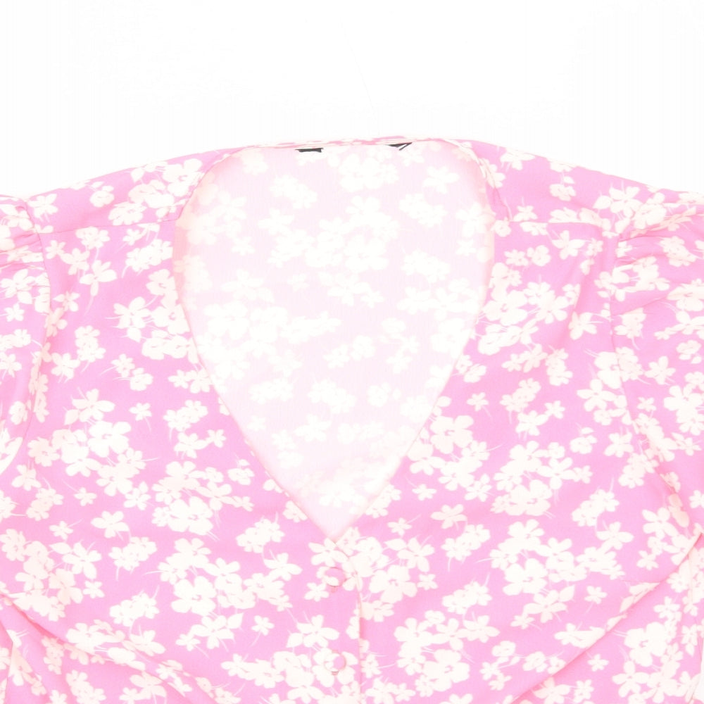 Womens UK Size M Preworn Pink Basic Button-Up