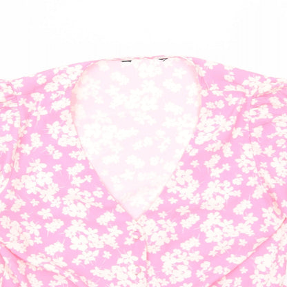 Womens UK Size M Preworn Pink Basic Button-Up