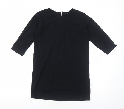 Topshop Womens Black Polyester A-Line Size 8 Round Neck Zip