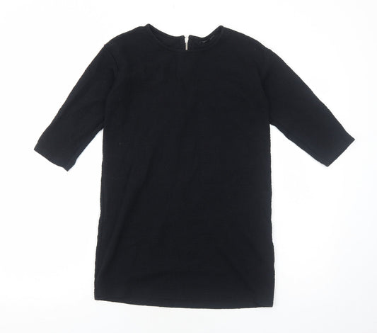 Topshop Womens Black Polyester A-Line Size 8 Round Neck Zip