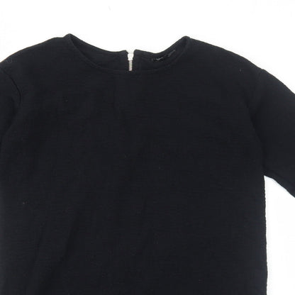 Topshop Womens Black Polyester A-Line Size 8 Round Neck Zip